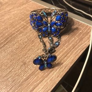 Blue butterfly bracelet & ring